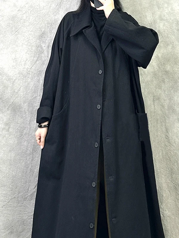 

Свободное пальто миди длиной выше колена в стиле ретро, осень-зима, новое универсальное длинное пальто свеча на одной пуговице