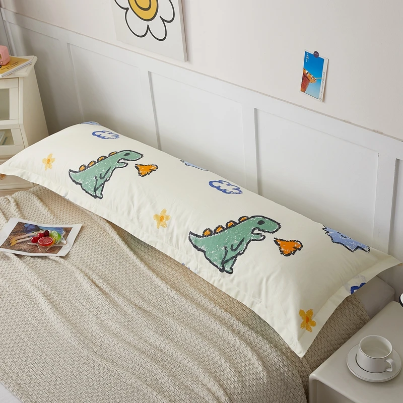 Cartoon Dinosaur Body Pillow Cover for Boys Girls Cotton Long Pillowcase Decorative Bedding Pillow Covers Cushion for Bedroom