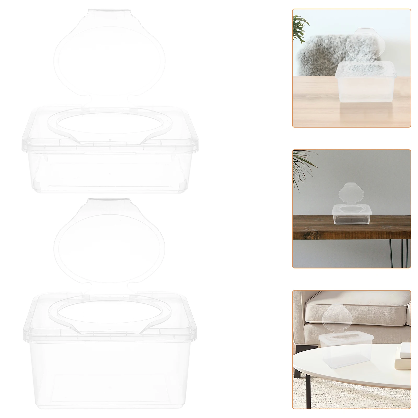 

2Pcs Wet Storage Box Transparent Flip Clear Wipes Holder Top Dust Proof Portable Tissue Container Bathroom Holder