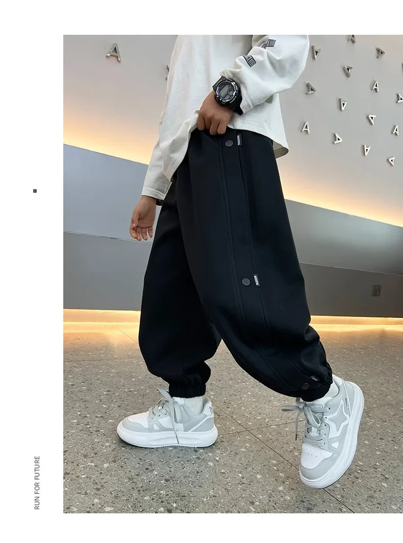 ZOETOPKID Modische Neue Kinder Einfarbige Jogginghose Jungen Casual Jogger Hose Herbst Kinder Hochwertige Baumwolle Lose Weiche Hose – Detail 7