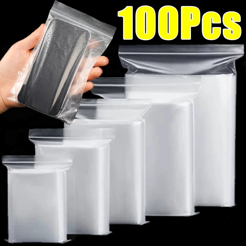 100Pcs/Bag Transparent Mobile Phone Dust Bag Zipper Self Lock Waterproof Phone Pouch Cover for Iphone 15 14 Pro Samsung Xiaomi