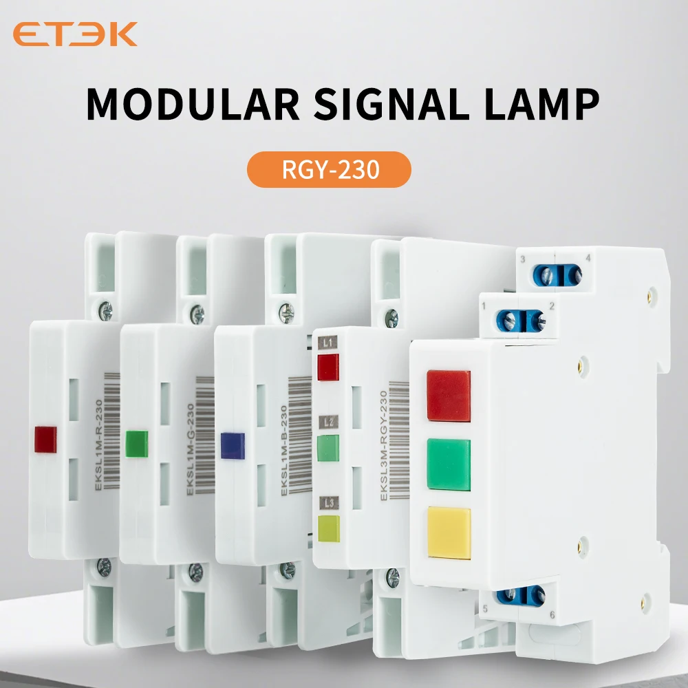 ETEK 9mm/18mm Indicator Light AC 220V 230V LED Signal Lamp Red Green Blue Din Rail Signal Lamp Pilot Lights 50Hz 60Hz EKSL