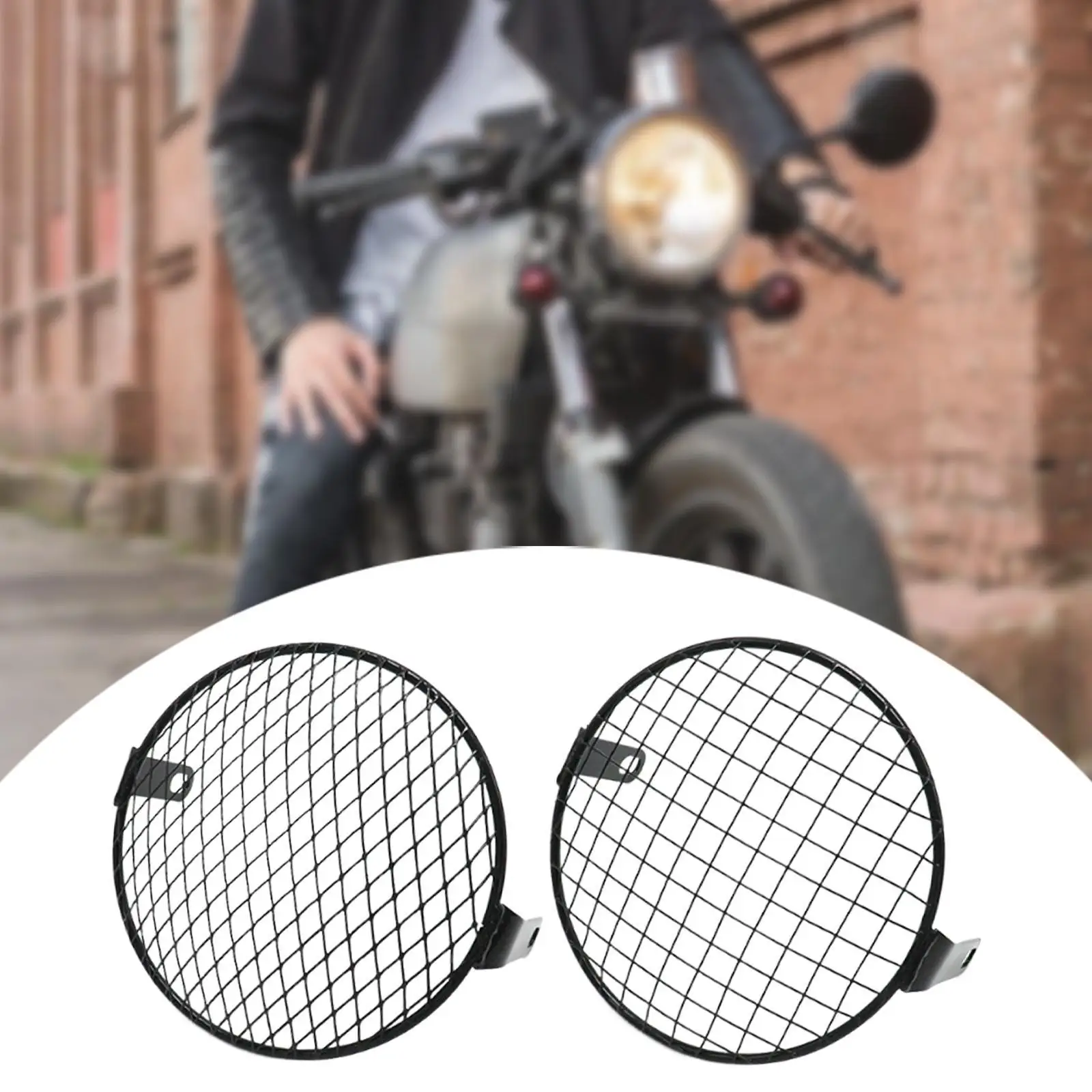 Easy Install Motorcycle Headlight Mesh Grill Guard Round Metal Headlight Protector for Race Motorbike
