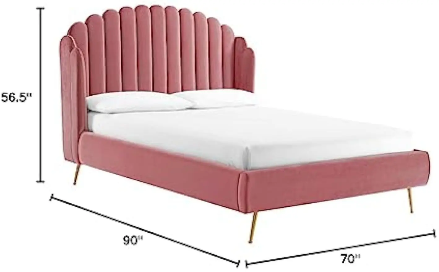 Performance velvet canvas folding bed, pink rose, modern minimalist style bed, high-end comfort