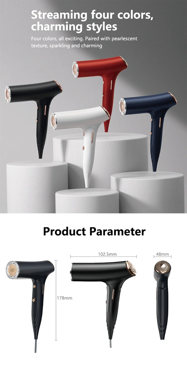 المهنية طوي الأيونية محرك تيار متردد فرشاة مجفف الشعر عالية السرعة إعدادات الحرارة الساخنة تكنولوجيا الأيونات السالبة للفندق المنزلية #2