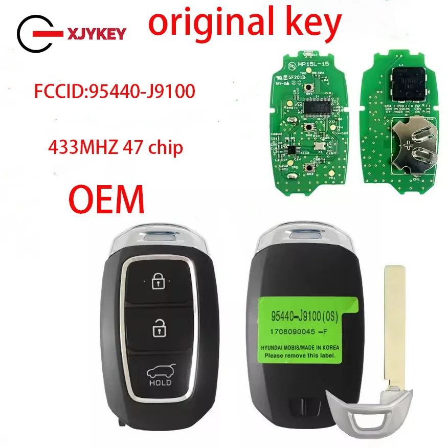 

XJY CN020083 Original Smart Remote Key Fob For Hyundai Kona 2019-2020 Part number 95440-J9100 433Mhz 47Chip