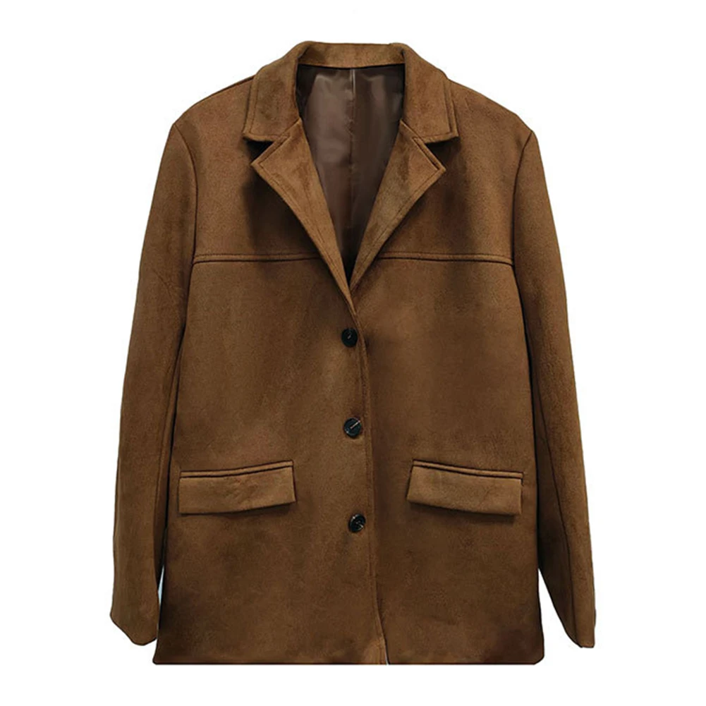 

Женская повседневная куртка с длинными рукавами и лацканами, однобортная верхняя одежда, удобные топы свободного покроя для повседневной носки и социальных мероприятий