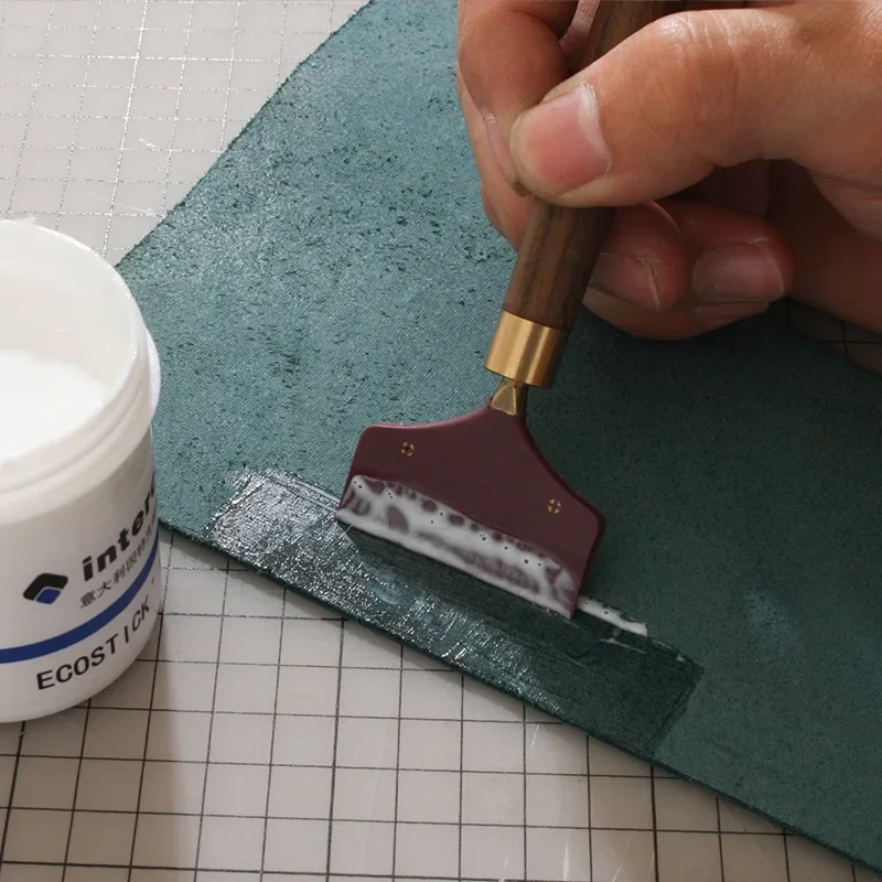 NUBECOM DIY skrobak do skóry cienkie klejenie gumowanie deska skórzane rzemiosło rozmaz klej skórzany skrobak uchwyt z drzewa sandałowego ręcznie robione szycie
