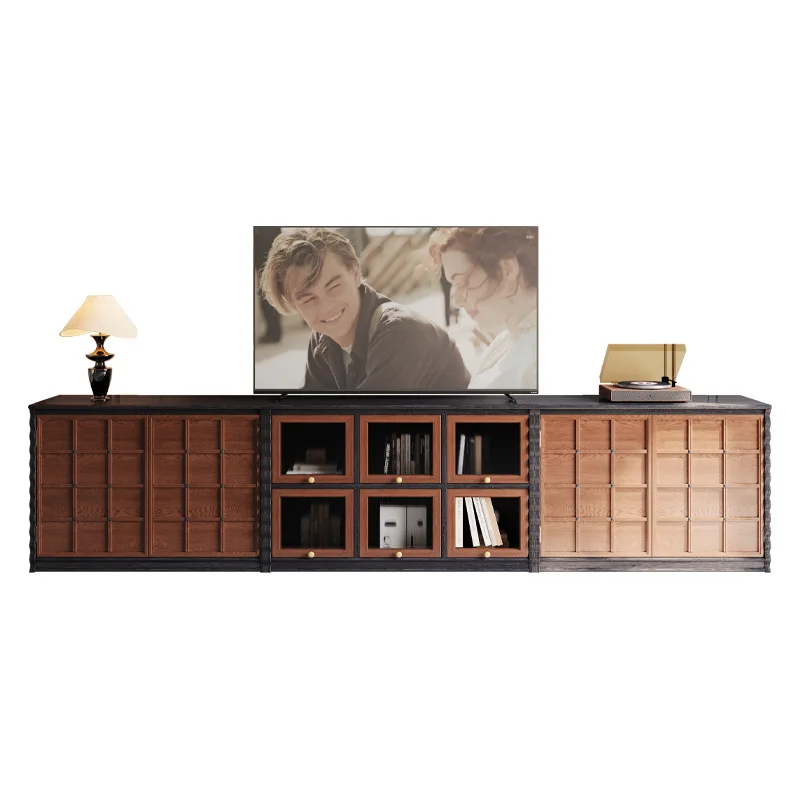 

2025 Qiqiao Cabinet French Medieval Solid Wood TV Cabinet Household Display Module Combination Cabinet Retro Style Living Room