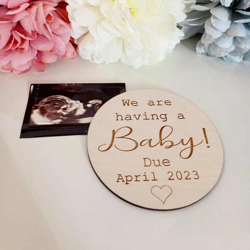 Custom Pregnancy Announcement,We\'re Having A Baby,Personalized date Wooden Baby Arrival Sign, Baby Coming soon Announcement Sign