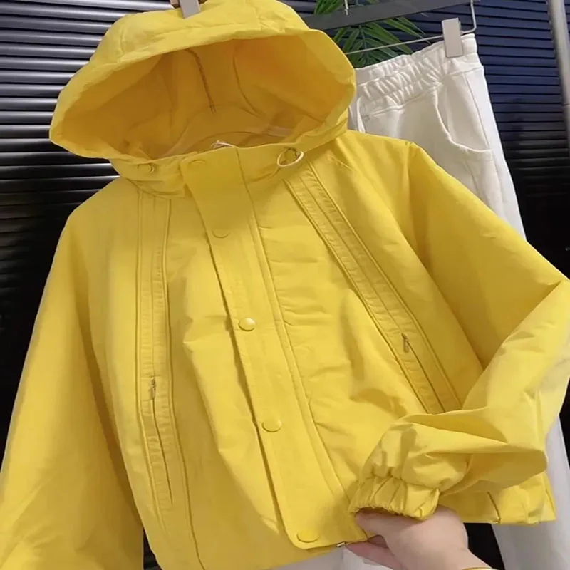 

Свободное женское модное повседневное пальто 2026, весенняя ветрозащитная куртка, онлайн-женская верхняя одежда с капюшоном знаменитостей