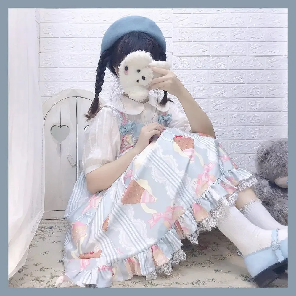 日本の原宿かわいい服甘いロリータカッコーデザートロリータドレス Jsk スリングドレス女性ヴィンテージピンクドレス 2025 ホット販売