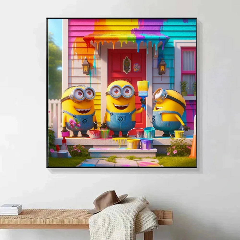 Minions Seaside Vacation Car Cabin Handmade Diamond Painting Set, Embroidered Mosaic Rhinestone Designer Art Home Decor Gift