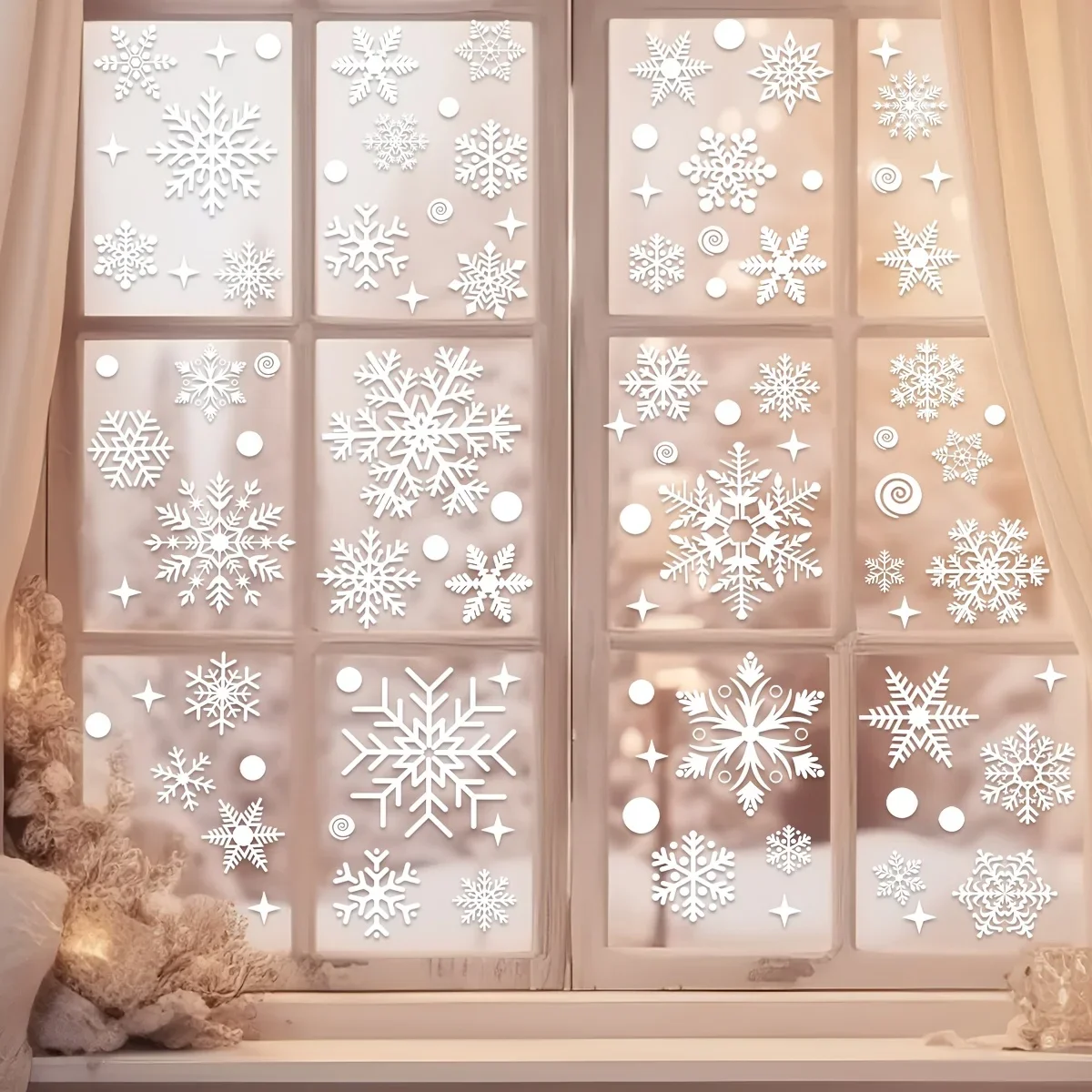 4 lembar/set Stiker Jendela Be - Snowflake Window Decal ulasan dan harga