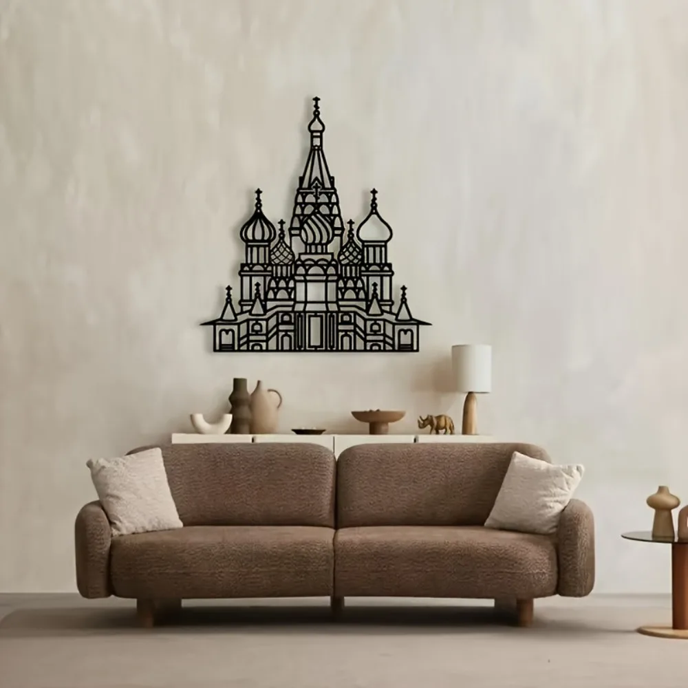 CIFBUY Iron Wall Art Metal Wall Sculpture St Basil Cathedral Hanging Plaque Rustproof Moscow Church Decor For Home Indoor