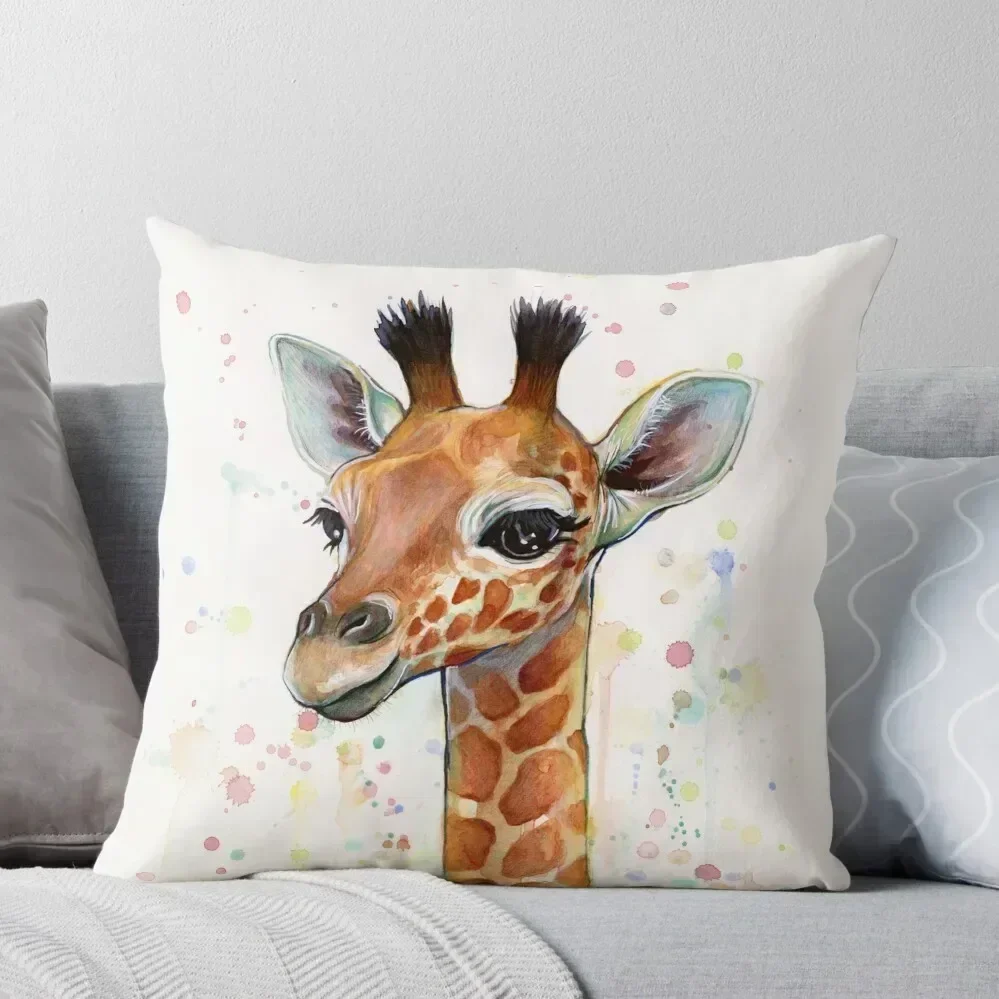 

Baby Giraffe Watercolor Painting, Nursery Art Throw Pillow Cushions For Children Christmas Covers autumn pillowcase pillow
