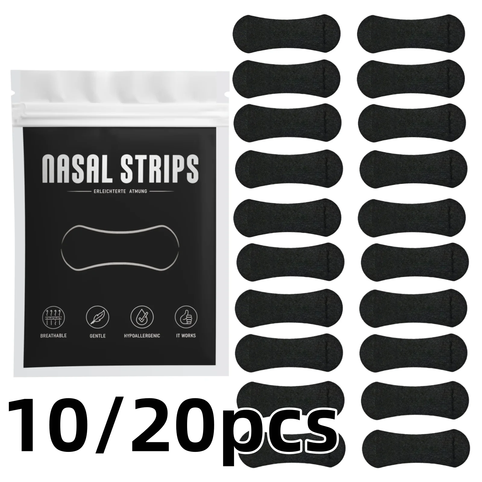 AliExpress NONE 10/20Pcs Black Nose Strips, Soft Flexible Breathable Adhesive Nose Patches, Comfort Fit for Sports Running Cycling Working Daily