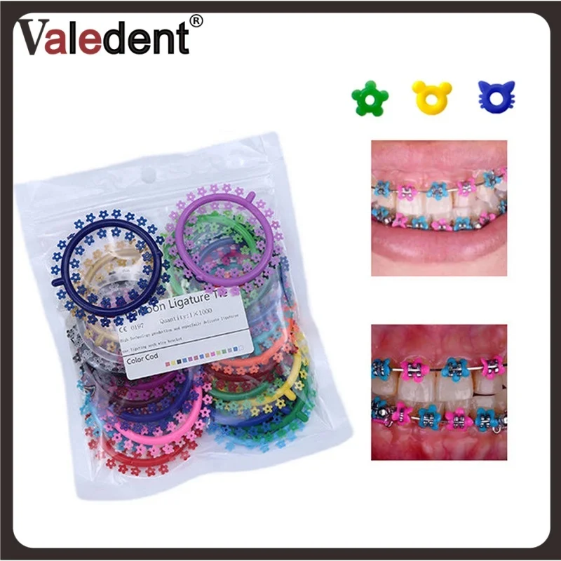 Dental Orthodontic Elastic Ligature Ties Heart-shaped Cartoon O-Ring Bands Cat Flower Mouse Elastic Bands ortodoncia accesorios