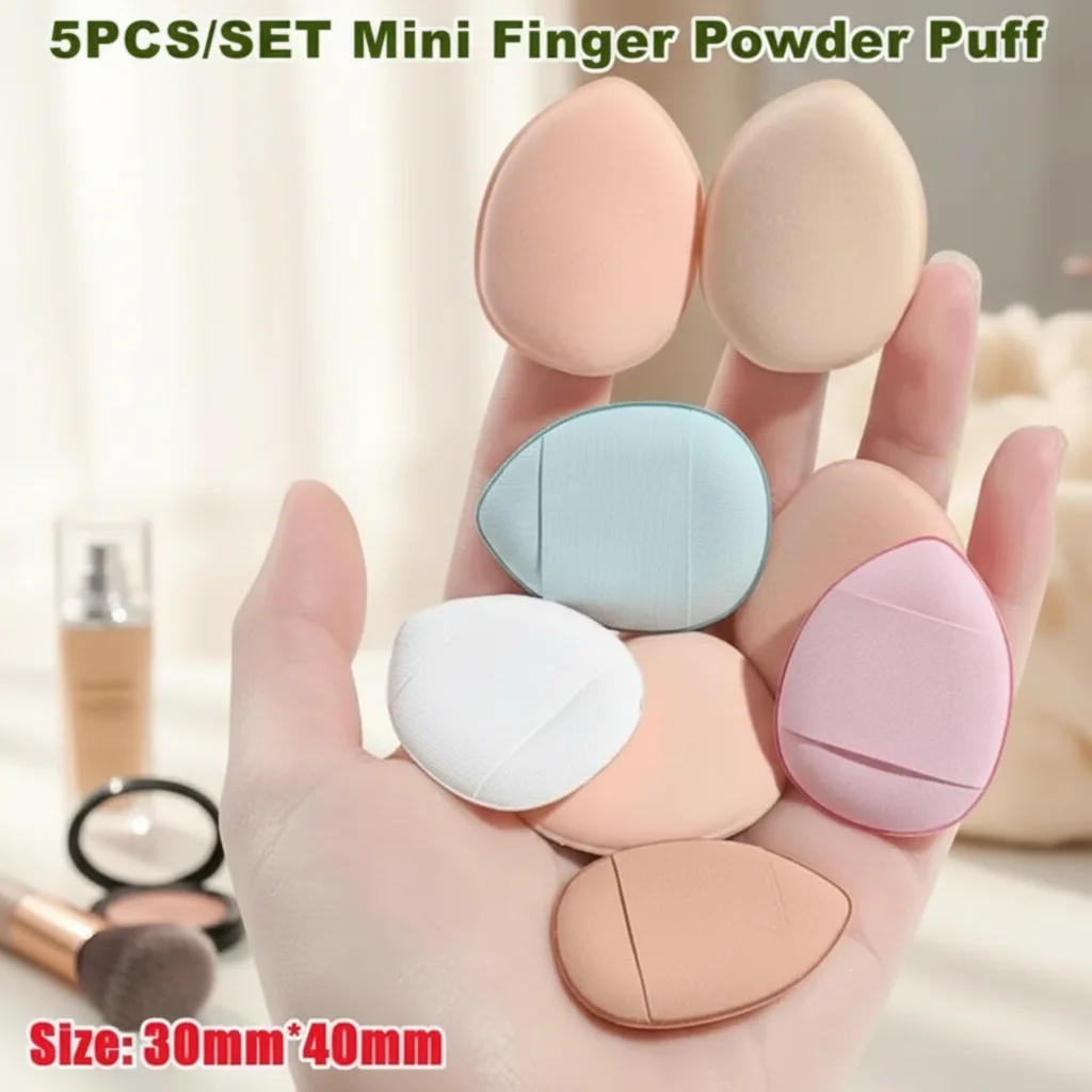 5PCS Mini Finger Powder Puff Makeup Sponge Set for Foundation Application
