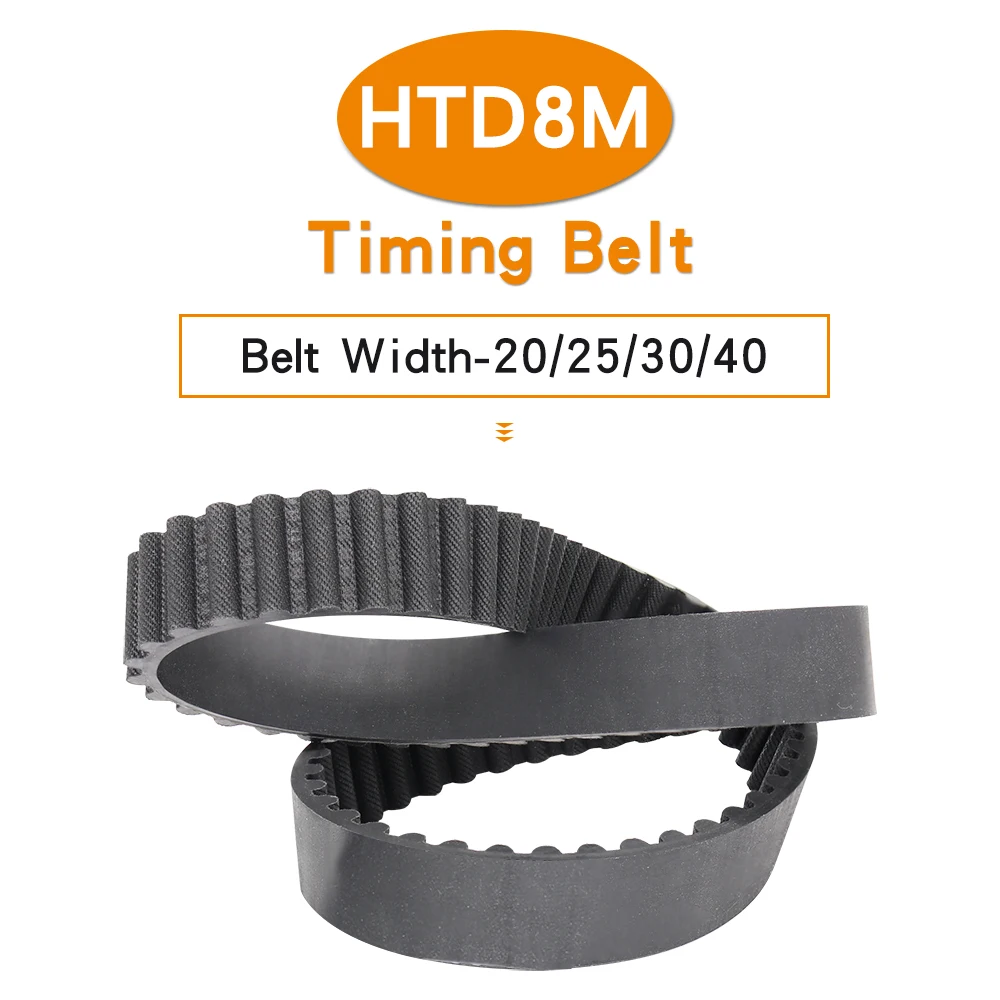 Rubber Belt HTD8M-1144/1152/1160/1168/1176/1184/1192/1200/1208/1216/1224 Closed Loop Timing Belt Width 20/25/30/40 mm