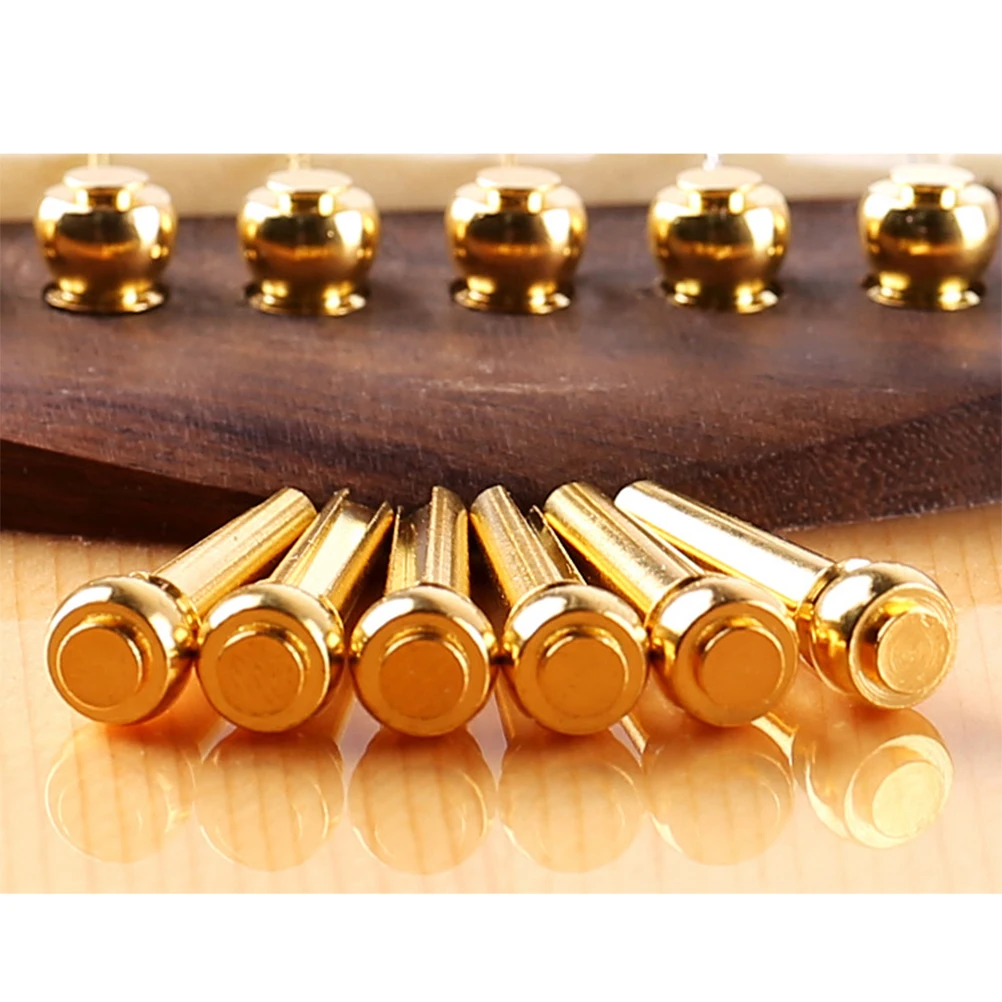 

6 Pcs High Quality Guitar Stringed Cone Dowels Accessories Input Metal Bridge Pins