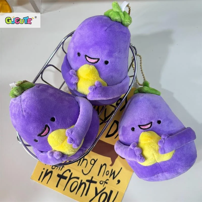 1/2 PCS Kreative Nette Aubergine Plüsch Puppe Stofftiere Schlüsselbund Anhänger Girly Tasche Charms Rucksack Ornamente Ragdoll Geschenk Schlüsselring