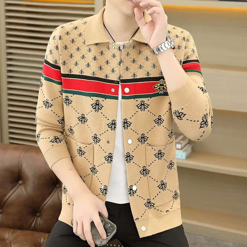 

Autumn and Winter New Cardigan Sweater Men's Sweater Top Korean-style Casual Slim-fit High Elastic Needle for Youth