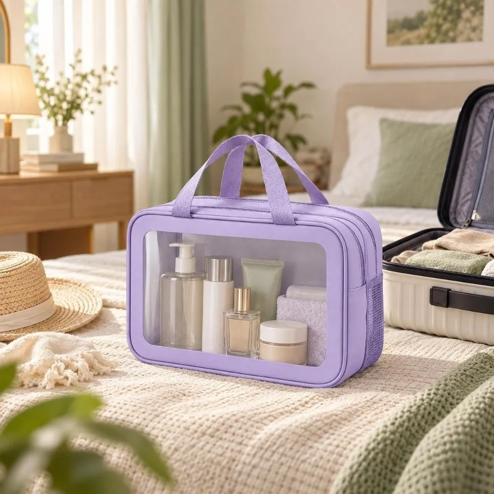 Fashion Wet-Dry Separation Travel Wash Bag Large Capacity Double-Layer Cosmetic Storage Bag Waterproof Makeup Bag