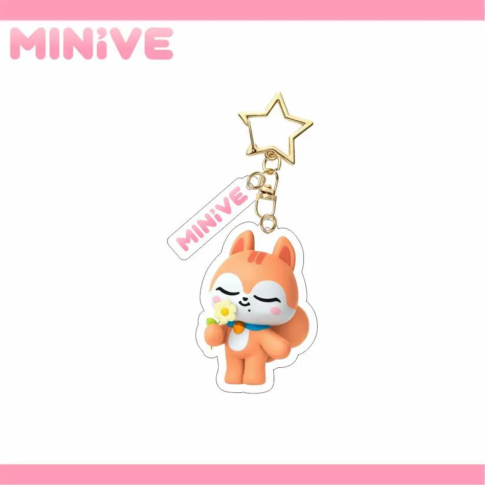 IVE MINIVE Cartoon Figure Pendant Keychain WonYoung CHERRY YuJin GANGANJI Anime HD Acrylic Keyring DIVE LEESEO LIZ Fans Gifts