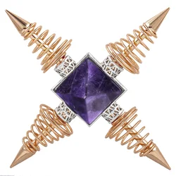 New Natural Crystal Stones Pyramid Decoration 4 Points Spiral Pendulum Energy Generator Healing Spiritual Meditation Product