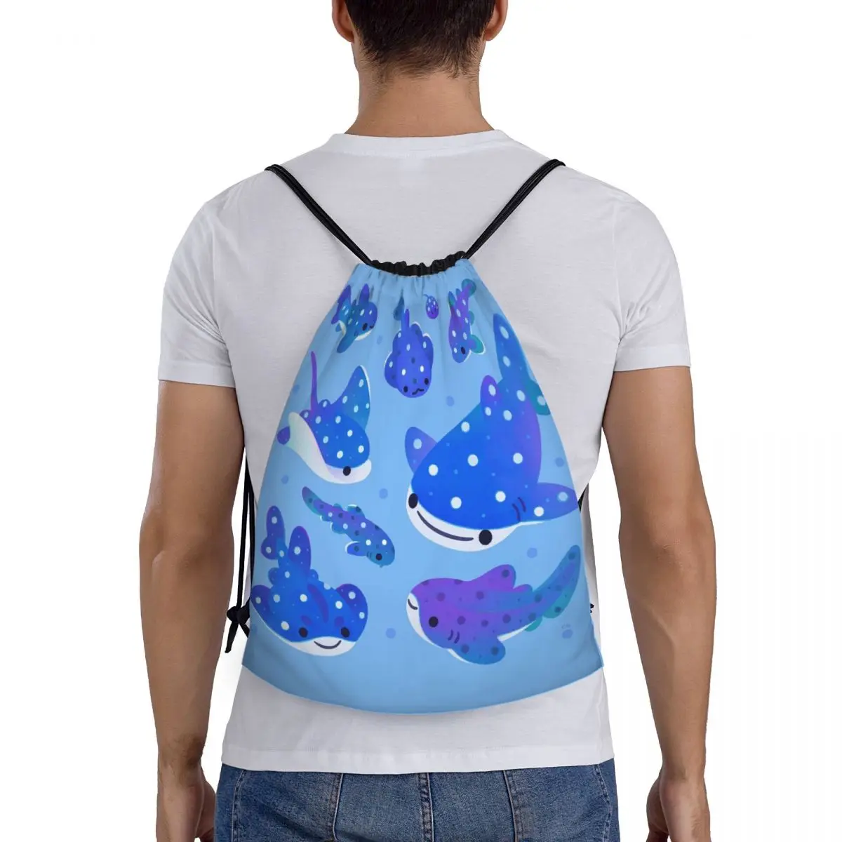 

Рюкзаки Polka Dot Shark, многофункциональные сумки на шнурке, спортивные сумки, сумки для книг, сумки для путешествий и школы