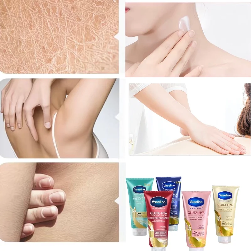 لوشن تبييض الجسم من فازلين جلوتامين 330 مل حمض الهيالورونيك النياسيناميد عالي التركيز للبشرة الأكثر إشراقًا