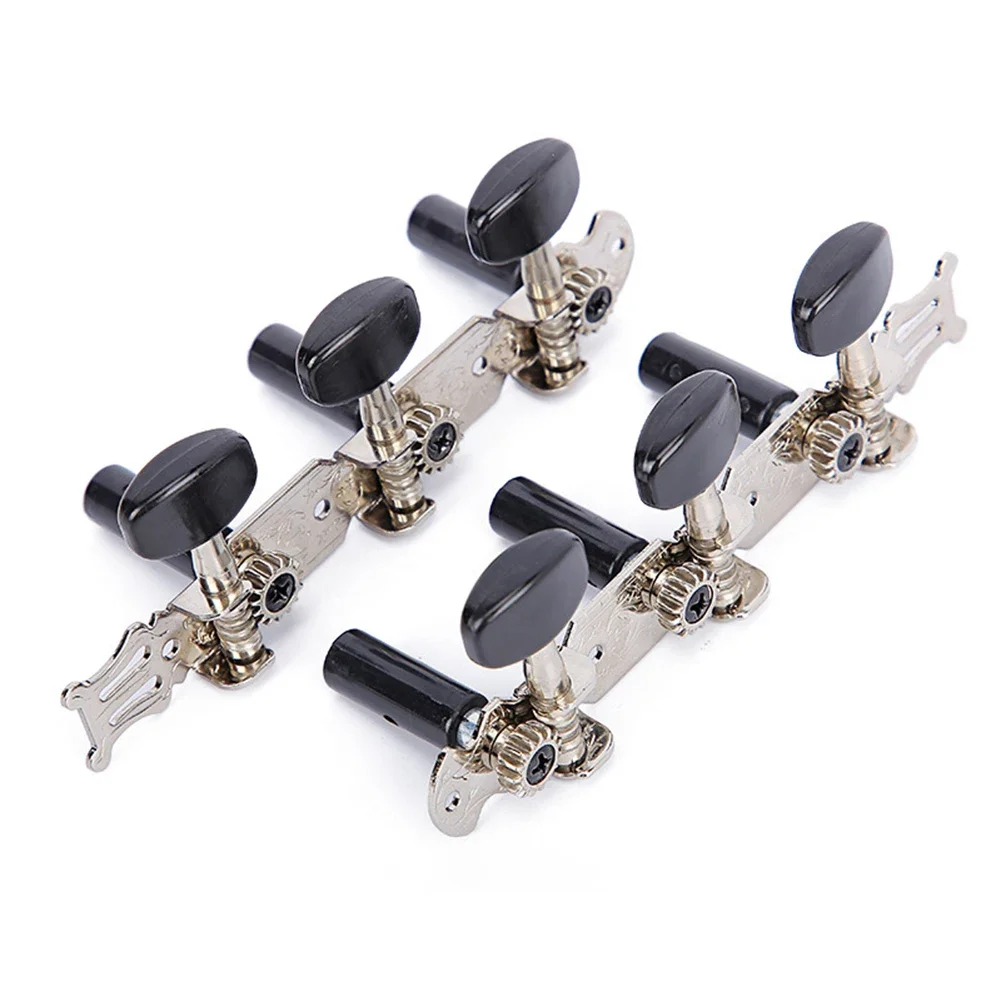 6 pezzi accordatori per chitarra corde piroli manopole con pulsante bianco nero per chitarra classica open gear teste di macchine parti cromate