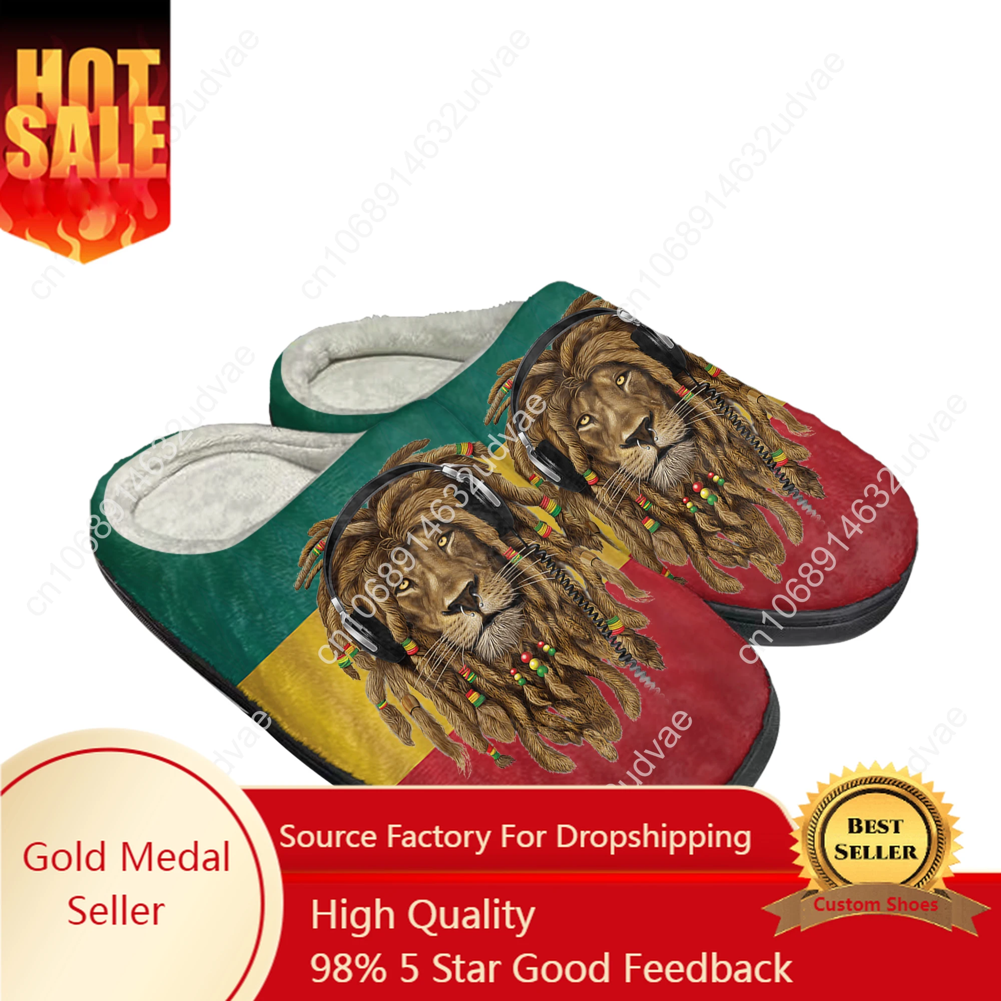 

Reggae Rastafarian Rasta Rastafari Lion Of Judah Home Cotton Custom Slippers Mens Womens Sandals Plush Casual Keep Warm Shoes