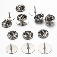 10pcs Stainless Steel Brooch Pin Base 10-14mm Cabochon Base Cufflink Settings Butterfly Tie Tack Pins Backs Jewelry Making DIY
