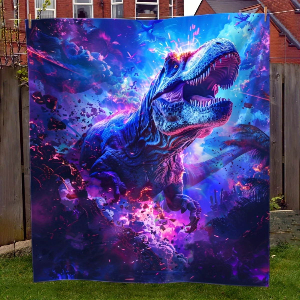 

Tyrannosaurus Rex Holiday Gift Flannel Blanket, Soft Throw for Couch Sofa Office Bed Camping Travel