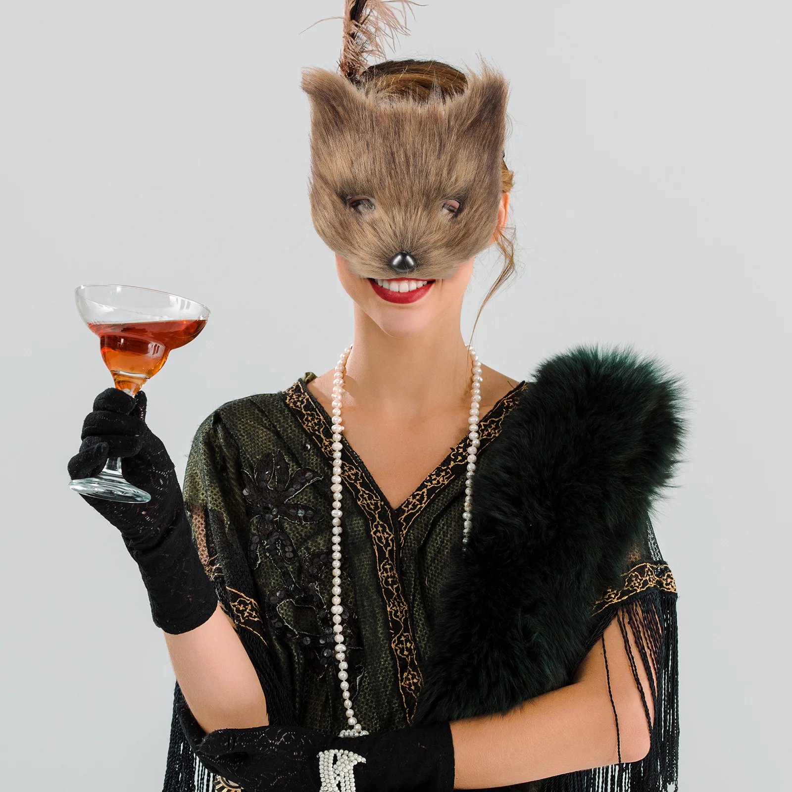 

Half Mask Cosplay Animal Masks for Adults Fox to Decorate Costume Masquerade Furry