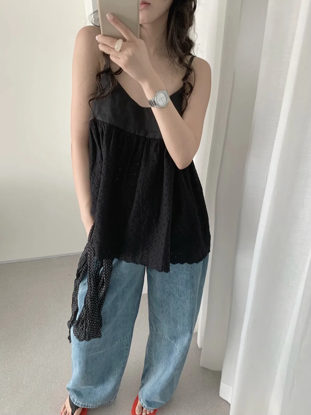 

Slimming Effect Heavy Work Sleeveless Korean Style Small Shirt Lilian Seven Meter Flax Commute Style Loose Fit Breathable Ski...