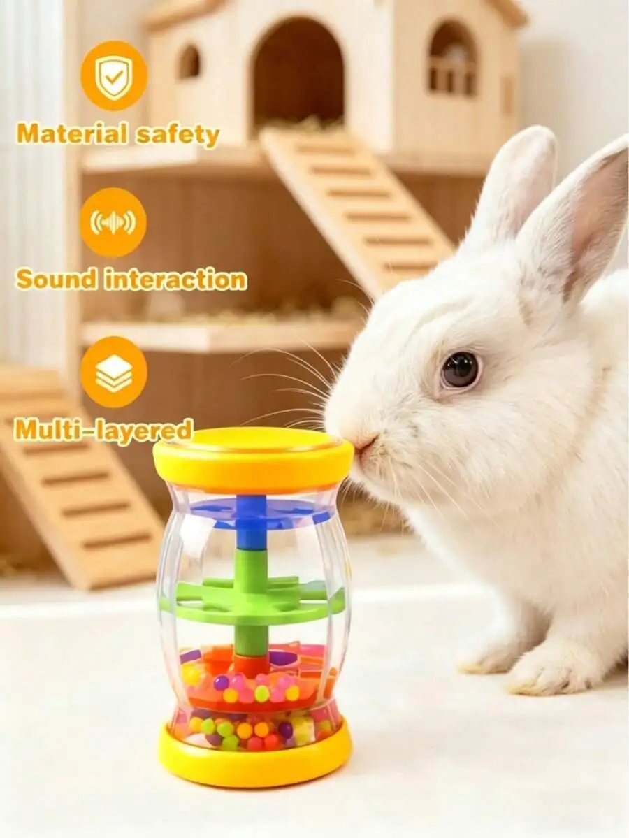 Interactive Rabbit Toy Plastic Rattle For Boredom Relief Battery-Free Chewing Toy