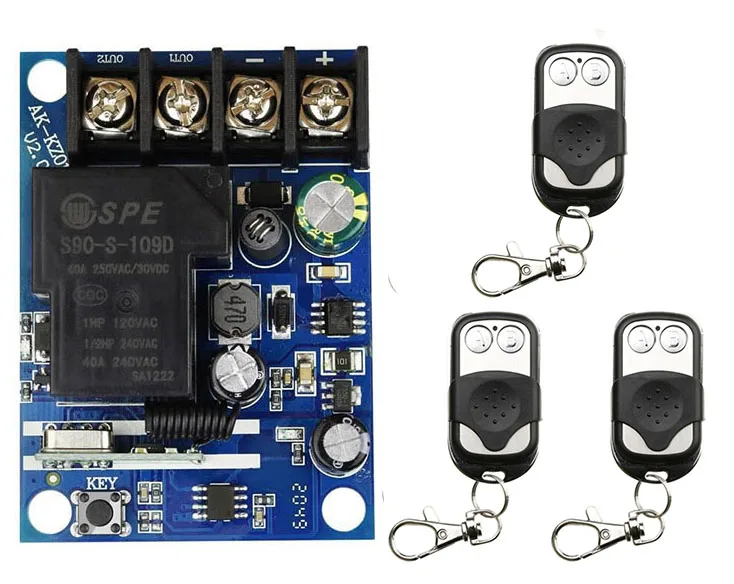 433Mhz DC12V 24V 48V Wireless RF Remote Control Light Switch 30A Relay Output Radio Receiver Module+Transmitter Water Pump