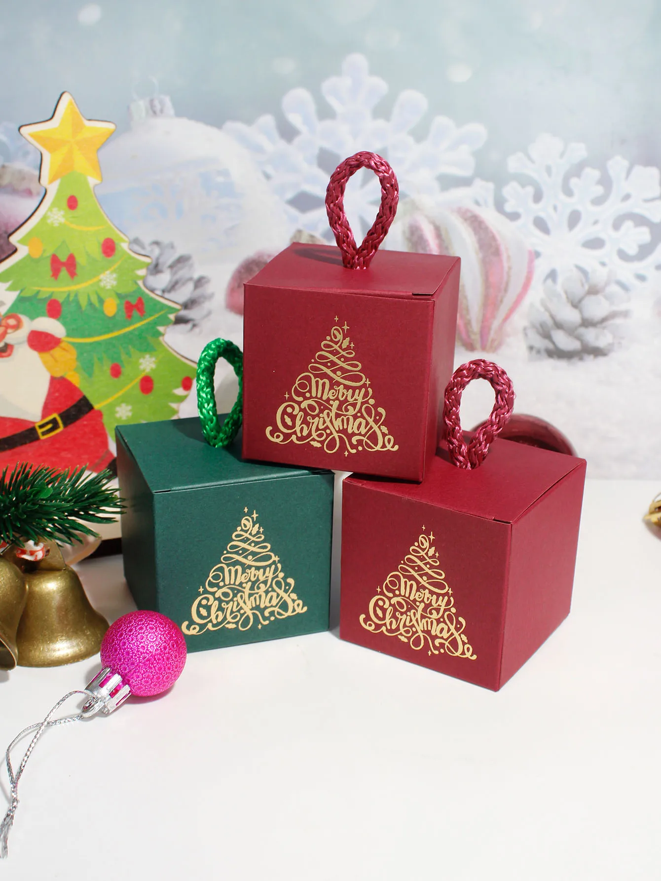 Caixa De Doces Do Feliz Natal, Caixas De Presente Kraft Goody, Caixas De Doces De Papel De Festa Para Favor, 20 Pcs, 50 Pcs, 100Pcs