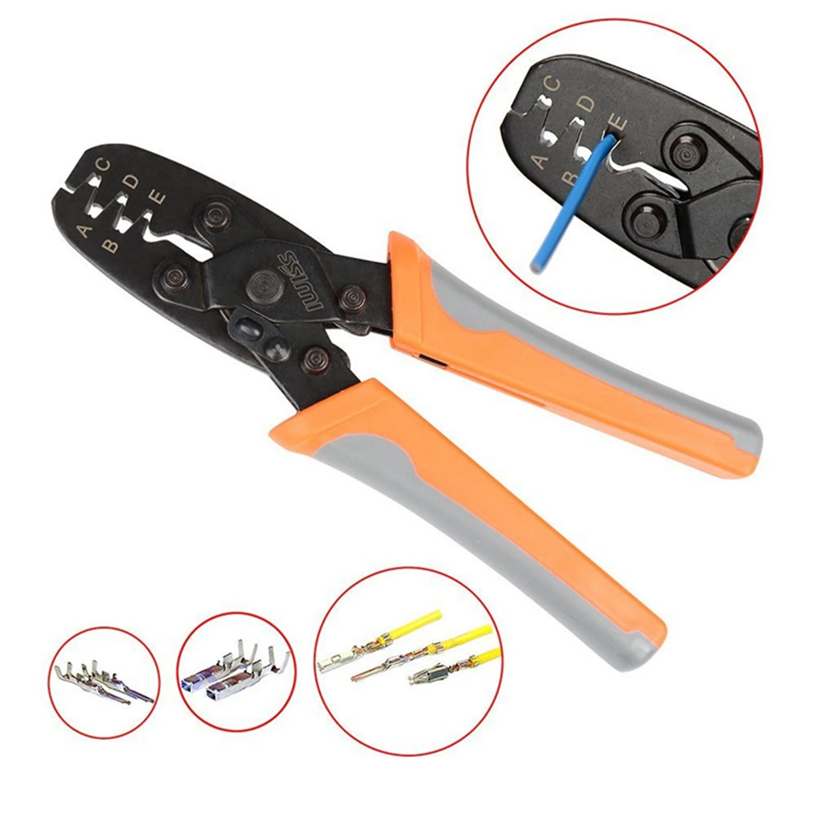 IWISS Non Insulated Open Barrel Terminal Crimp Tool  Wire Crimper IWS-1424A Orange