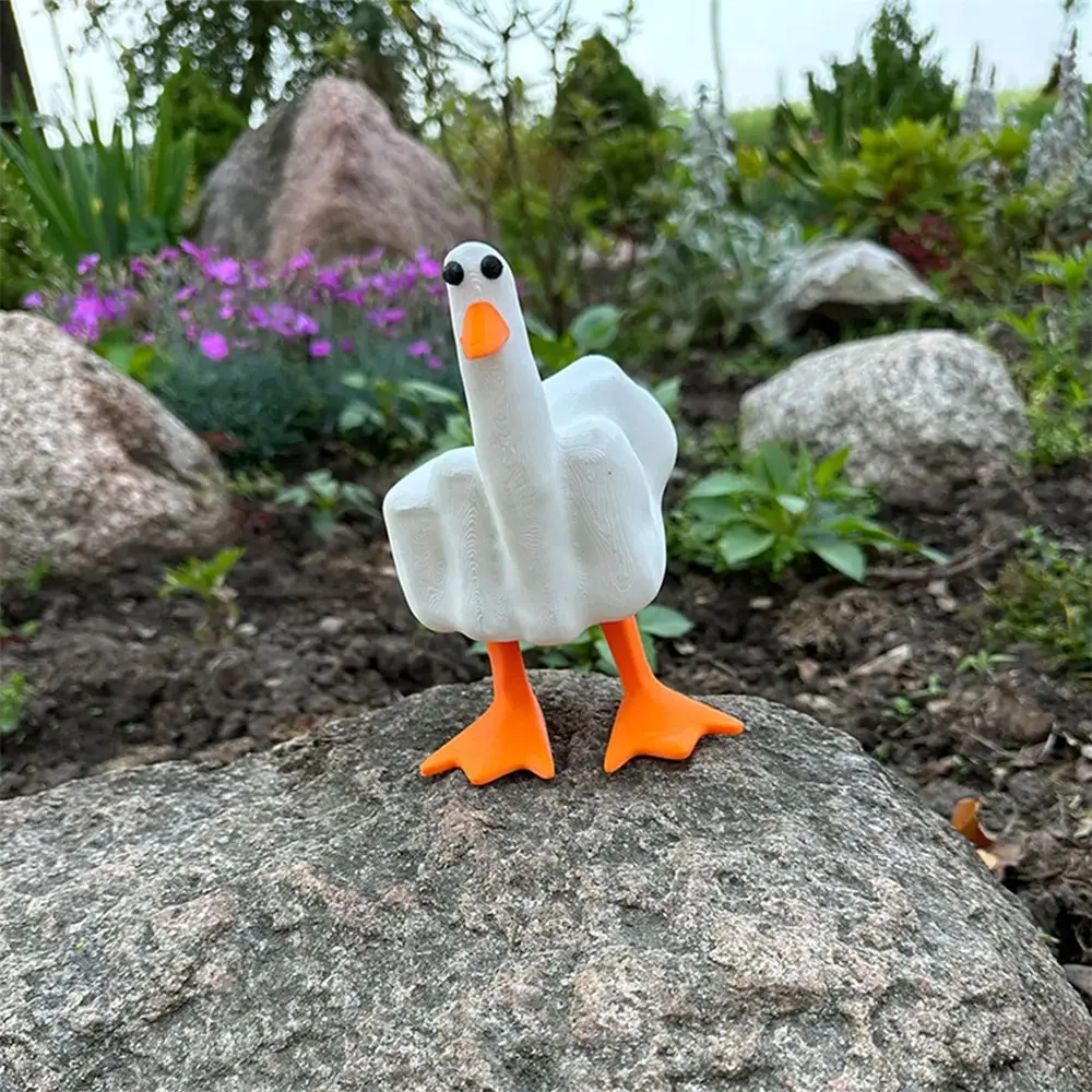 Middle Finger Duck You Figurine Middle Finger Desk Decor Funny Garden Decor Statues Figurines Ornaments for Home, Patio,Yard