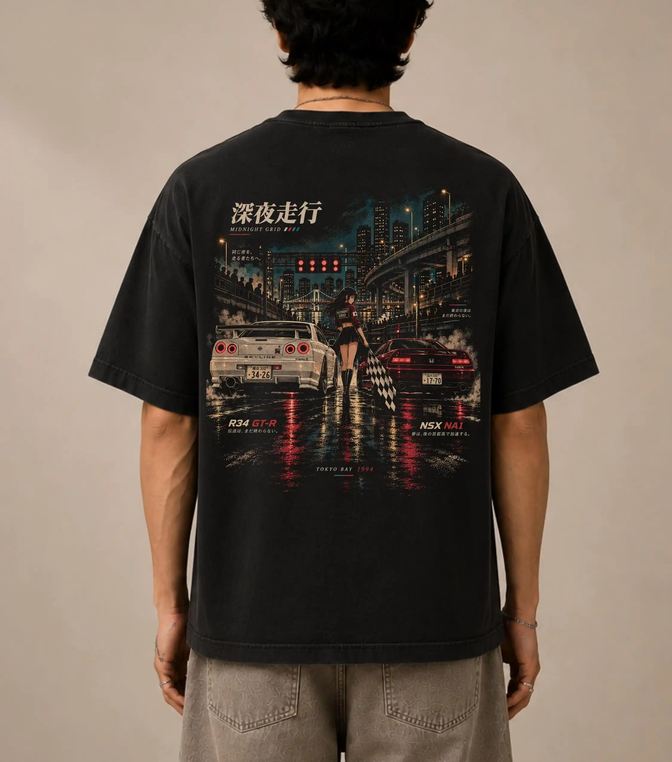2026 New JDM Racing Oversized Unisex Streetwear T Shirt Family Matching Slow Nights JDM Retro Car Graphic Short Sleeve Tee