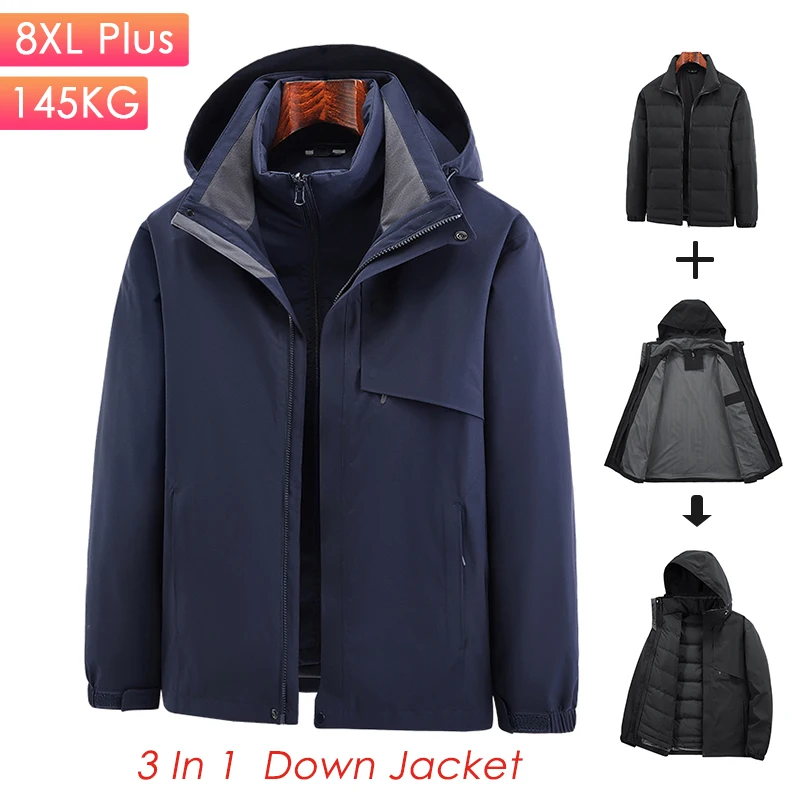 8XL Plus Size Men Women Winter New Warm 90% White Duck Down Jacket Coat Parka Men Casual Outfit Waterproof Hat Down Jacket Women