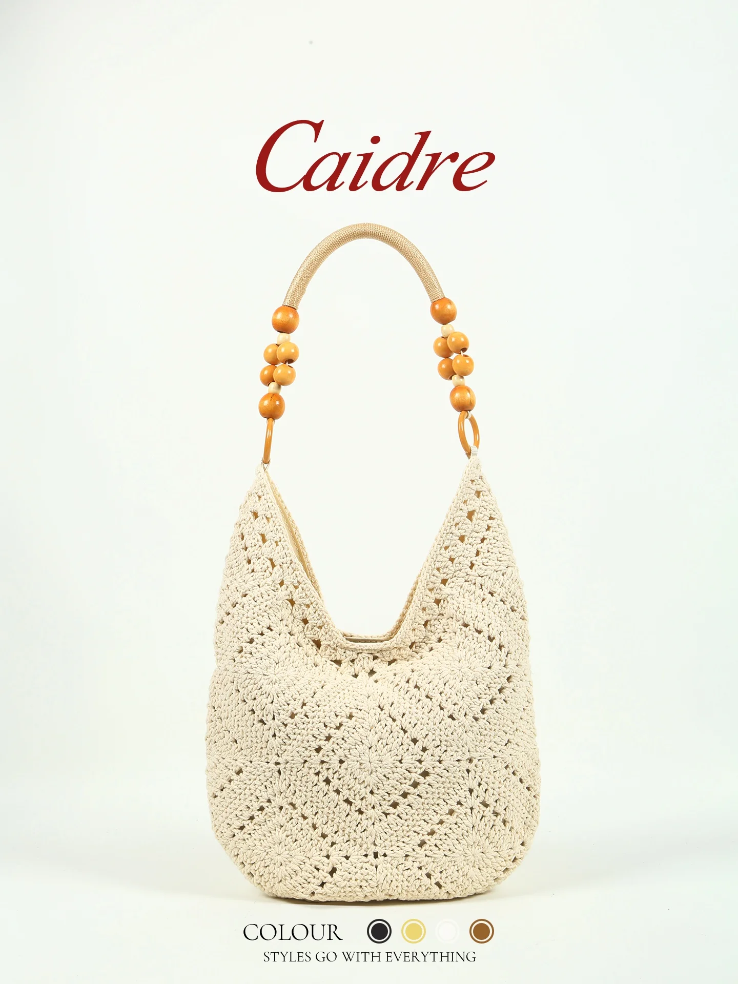 

CAIDRE Summer Hollow out Woven Straw Bag Women's Lazy Vacation Beach Sand Shoulder Bag Commute Tote Bag Korean Style Soft Han...