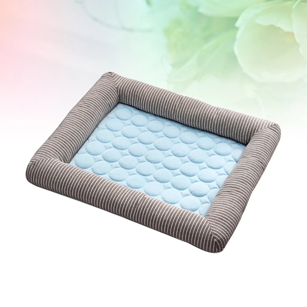 

Cool Gel Cat Cushion Ice Silk Pet Bed for Dogs Cats Summer Rest Pad Removable Cover Pet Supplies 70x52cm L Blue