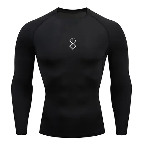 Anime Men's Compression Shirt Fitness Sport Running Tight Gym TShirts Athletic Workout Quick Dry Tops Tee Summer