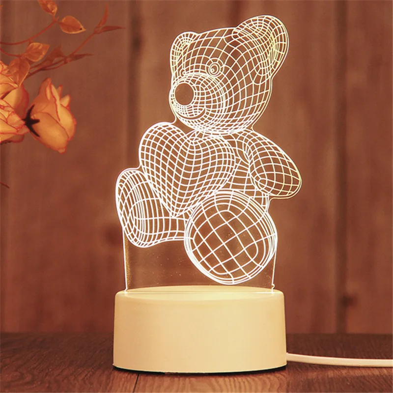Popular product usb plug-in three-color light 3d three-dimensional night light birthday gift led decoration creative small label