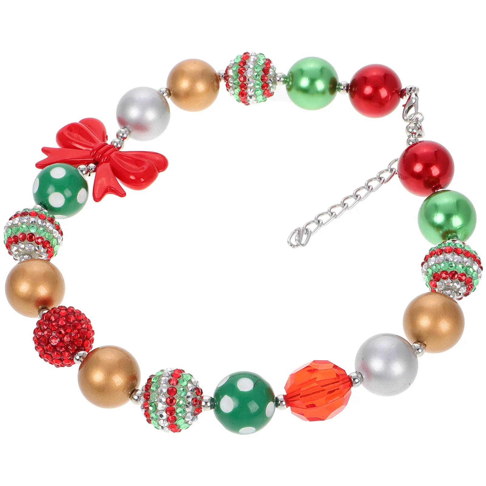 

Colorful Resin Beaded Necklace Christmas Choker Neck Jewelry Party Decor Lightweight Comfortable Beaded Necklace